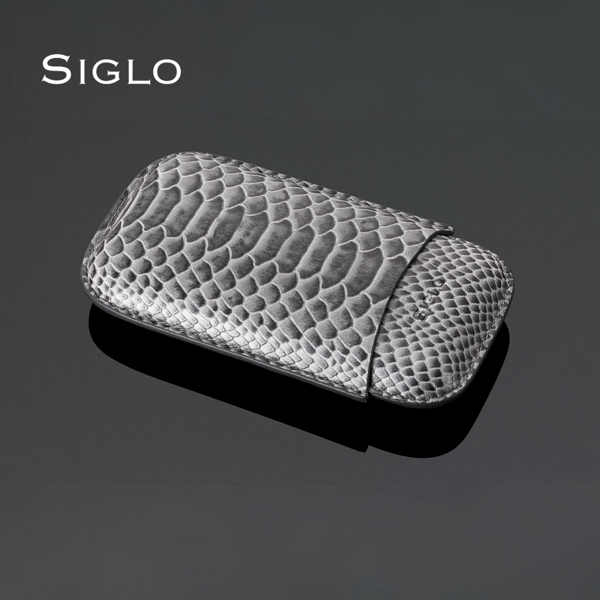 10012070D SIGLO Snake Print Leather Case - Grey