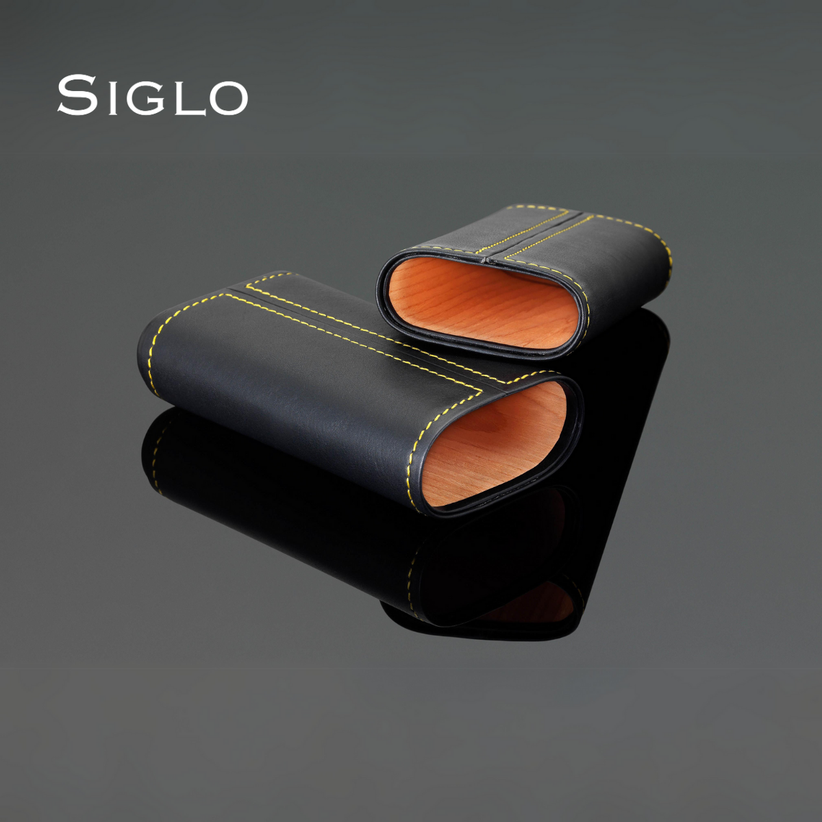10010294D SIGLO Cedar Leather Case - Yellow Stitch