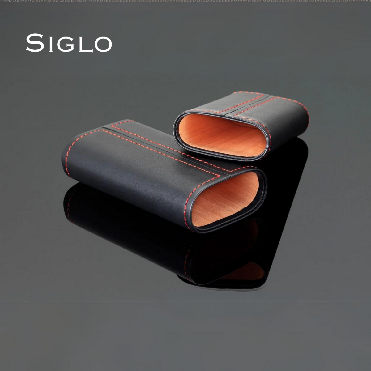 10010305D SIGLO Cedar Leather Case - Red Stitch